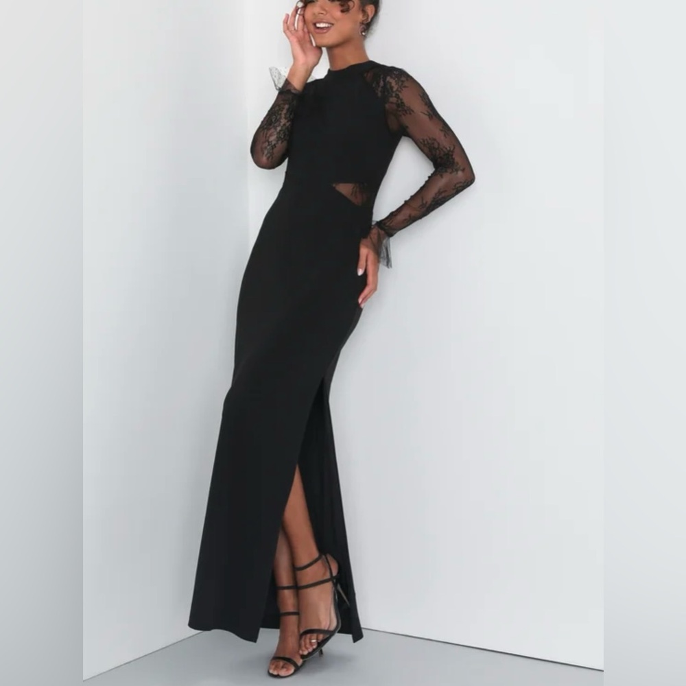 Lulu's Black Long Sleeve Lace Dress